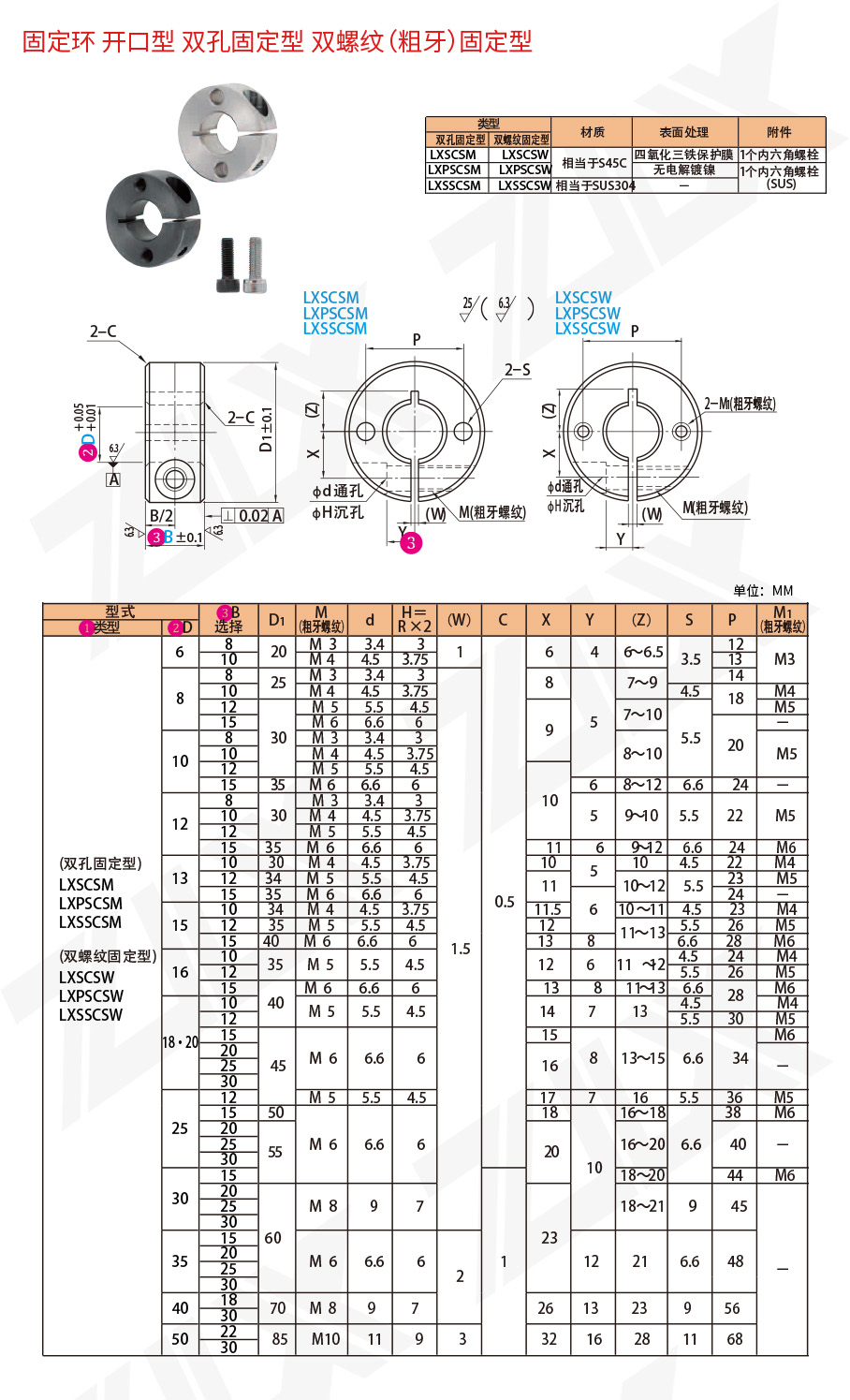 固定環(huán) 開(kāi)口型 雙孔固定型 雙螺紋固定型 固定環(huán) 開(kāi)口型 雙孔固定型 雙螺紋固定型